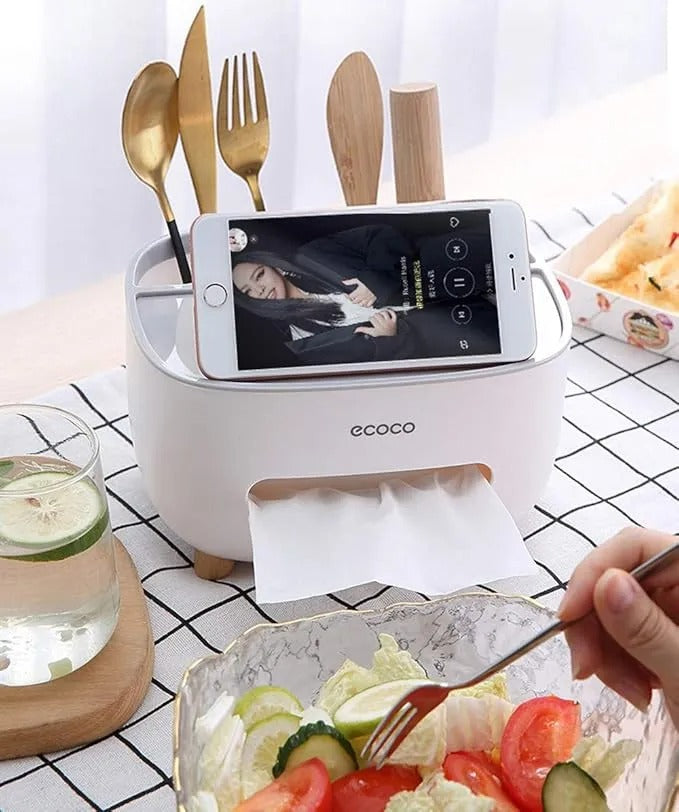 Multifunctional Ecco Tissue Box With Remote Mobile Glasses And Pen Holder