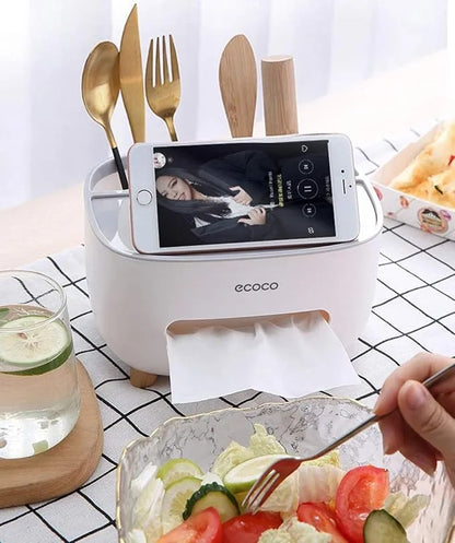 Multifunctional Ecco Tissue Box With Remote Mobile Glasses And Pen Holder