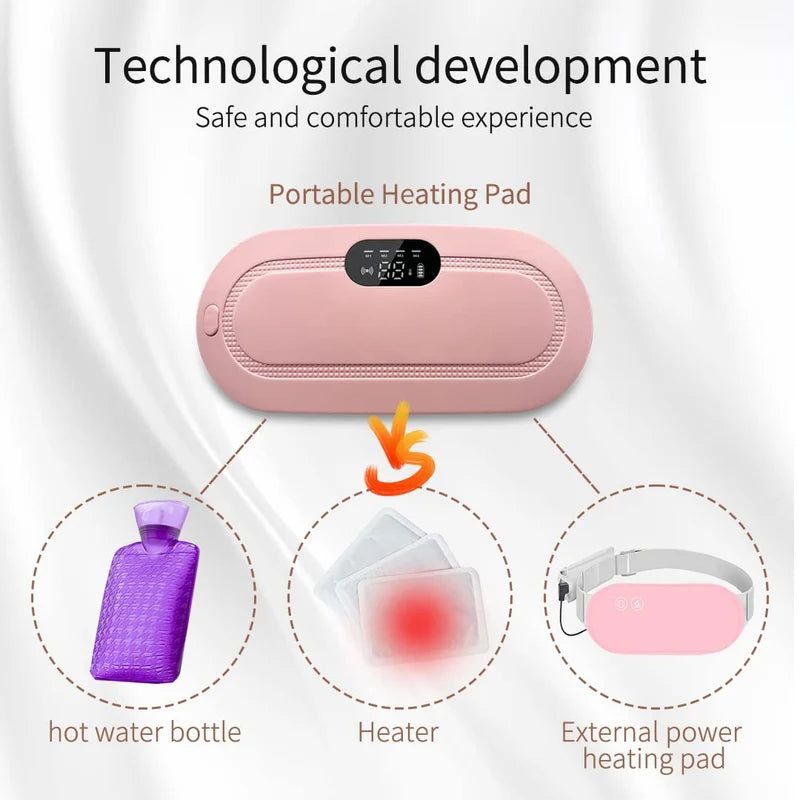 Portable Cordless Heating Pad for Menstrual Cramps Relief | 3-Temperature & 4-Massage Modes | Stomach & Back Pain Relief Device for Women