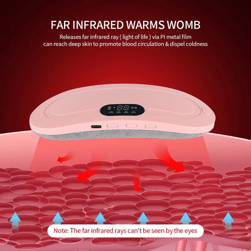 Portable Cordless Heating Pad for Menstrual Cramps Relief | 3-Temperature & 4-Massage Modes | Stomach & Back Pain Relief Device for Women
